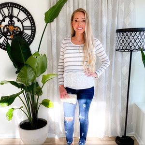 SOLD! Stripe and Lace Sweater